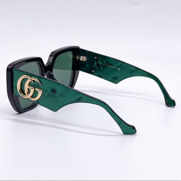 NEW GUCCI GG0956S 001 BLACK GREEN WOMEN’S GUCCI SUNGLASSES NEW COLLECTION - Picture 5 of 12